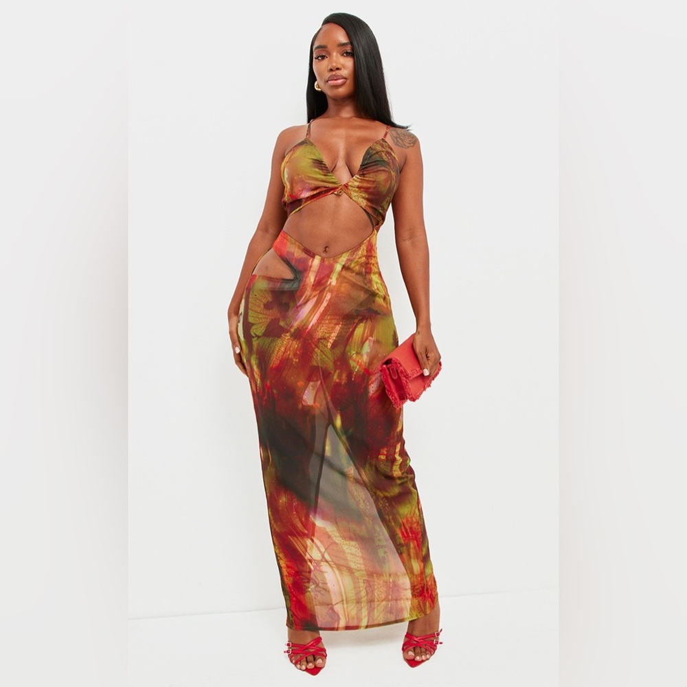 Multicolor Cutout Maxi Dress